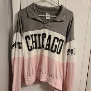 VS PINK 1/4 ZIP CHICAGO PULLOVER